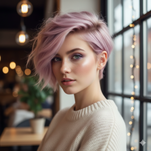 Colori pastello su capelli corti