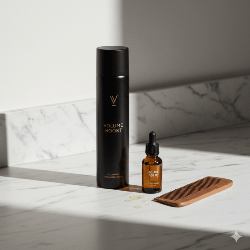 Still life di prodotti per capelli di lusso