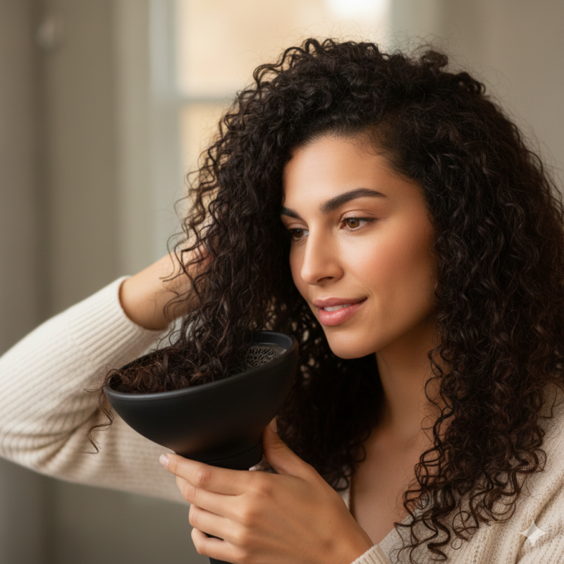asciugatura capelli ricci phon con diffusore