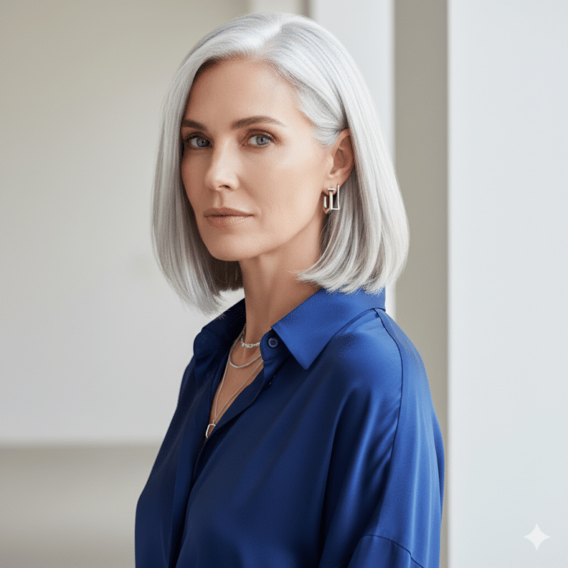 capelli grigi moda 2026 che ringiovaniscono donna 50 anni
