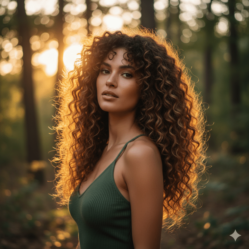 lunghi capelli ricci scalati definiti