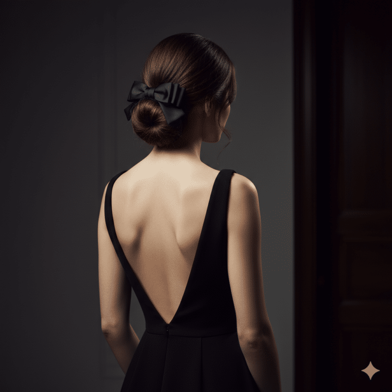 taglio medio raccolto in un piccolo chignon basso