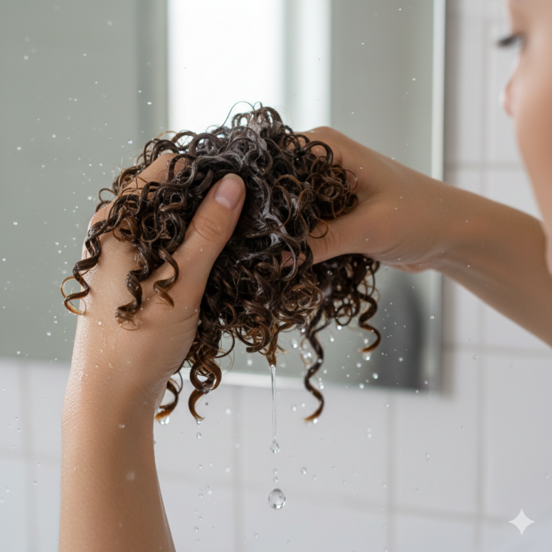 tecnica Scrunching per definire i ricci