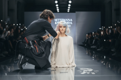 Preparazione delle acconciature delle modelle nel backstage, pochi istanti prima della sfilata.